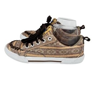 REBA by Justin Women's Tan Aztec Pattern Canvas Lace Up Sneakers Size 7.5
